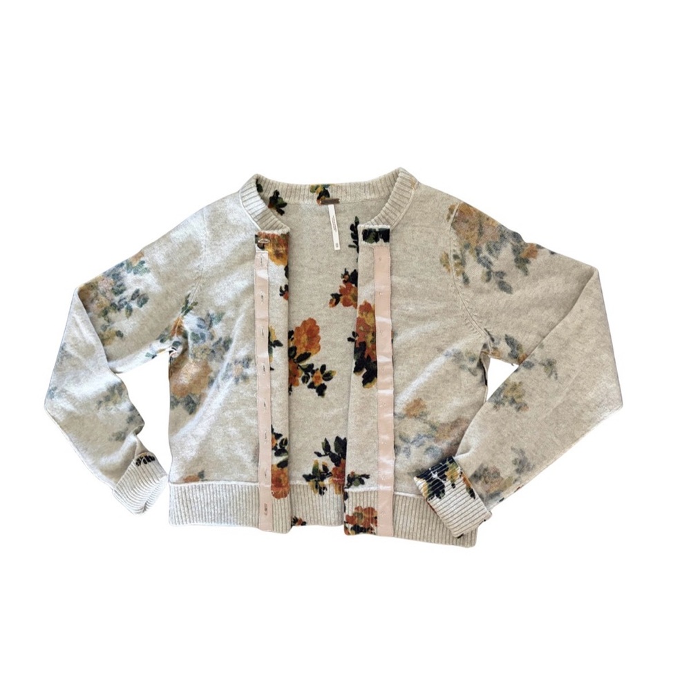 Free People Floral Cashmere Blend Multicolor Knit Sweater